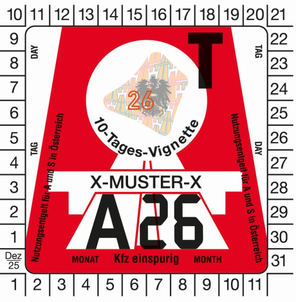 Österreich Motorrad 10-Tages-Vignette Autobahn