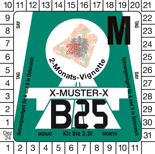 Österreich 2-Monats-Vignette 2025 Kfz © ASFINAG