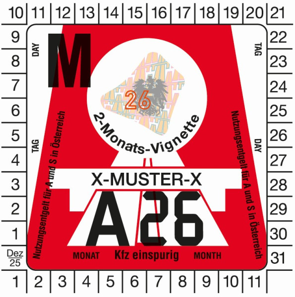 Österreich Motorrad 2-Monats-Vignette Autobahnmaut