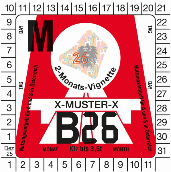 Österreich Pkw 2-Monats-Vignette Autobahnmaut