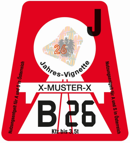 Österreich Pkw Jahres-Vignette Autobahnmaut